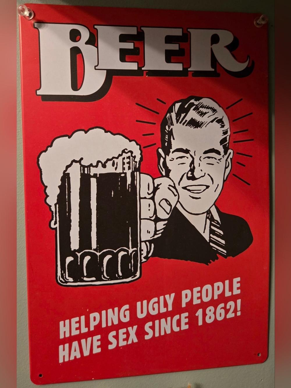 Retro Beer Metal Sign - Helping Ugly People Have Sex Since 1862